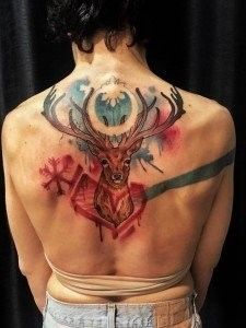 Corelli-Ligera-ink-tattoo-milano-tatuaggi-milano-cervo tatuaggi watercolor tattoo watercolor tatuaggi effetto acquerello tatuaggio cervo tattoo cervo