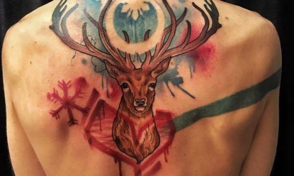 Corelli-Ligera-ink-tattoo-milano-tatuaggi-milano-cervo tatuaggi watercolor tattoo watercolor tatuaggi effetto acquerello tatuaggio cervo tattoo cervo