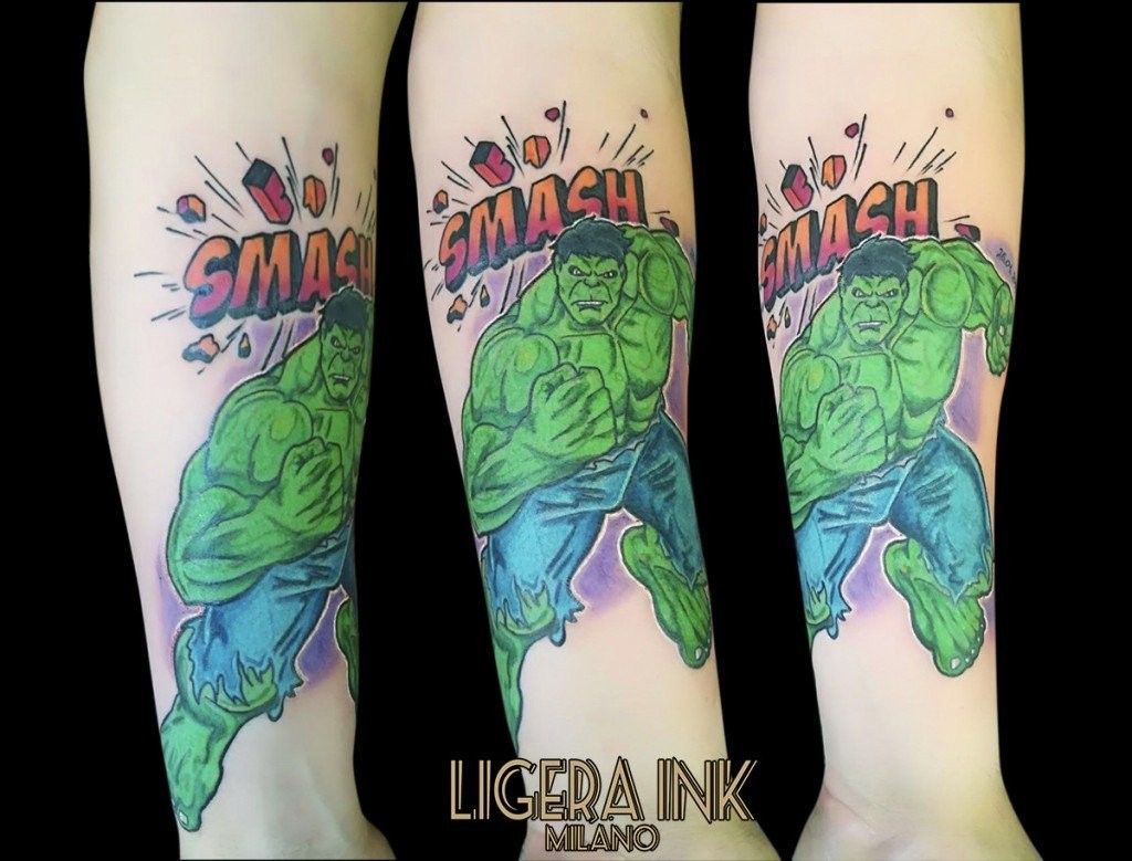 Ligera ink Tattoo Milano Rocking Silvia Tattoo cartoon Tatuaggi cartoni animati milano tattoo studio milano migliori tatuatori milano tatuaggi milano tattoo tatuatori tatuaggio hulk tattoo hulk tatuaggio marvel tattoo marvel