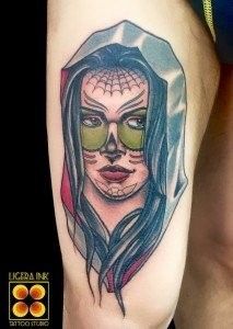 Ligera Ink Tattoo Milano santa muerte tattoo calavera tatuaggio migliori tatuatori milano new traditional tattoo