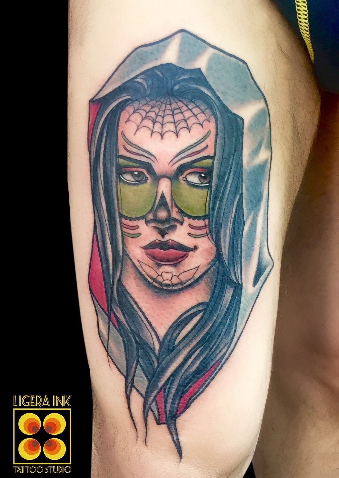 Ligera Ink Tattoo Milano santa muerte tattoo calavera tatuaggio migliori tatuatori milano new traditional tattoo