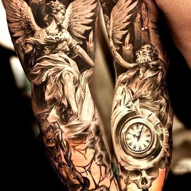 Tatuaggi angeli e demoni tattoo angelo tatuaggio realistico milano tatuaggio religioso tatuaggio braccio uomo tattoo milano tatuaggi milano migliori tatuatori milano